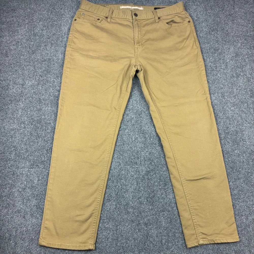 Banana Republic Travel Jean Slim Fit Khaki Tan Pants Mens 36x30 (Actual 36x27)